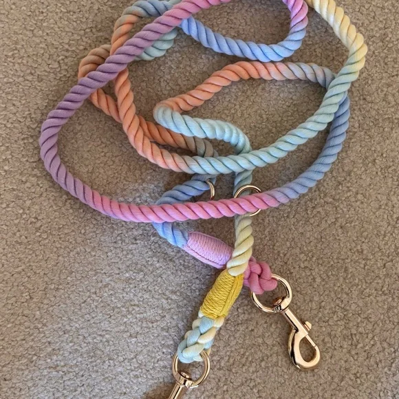 NEW Multicolor Rope Dog Leash with Gold Clips - Picture 3 of 9